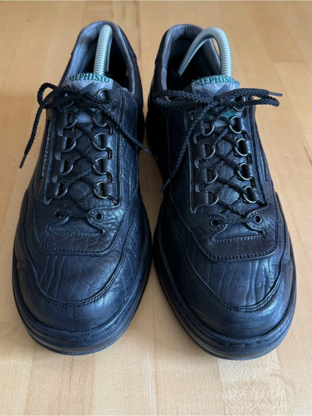 Mephisto Men's Match Black Mamouth 714 Flat Heel Lace-Up Leather Sneakers 10